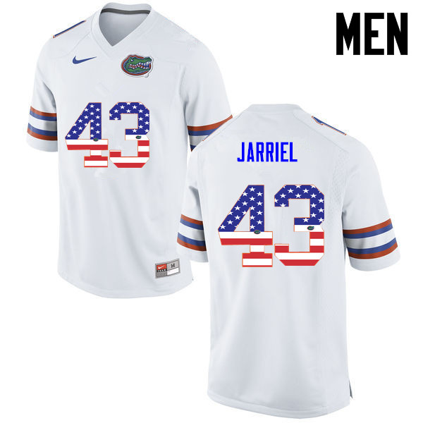 Men Florida Gators #43 Glenn Jarriel College Football USA Flag Fashion Jerseys-White - Click Image to Close